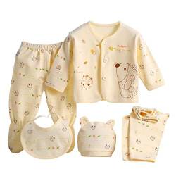 Shiningup Neugeborenes Baby 5er Baumwolle Kleidung Set Essentials Bundle Caring Geschenk (Hut + Bib + Pyjamas Anzug + Hosen) 0-3 Monate von Shiningup