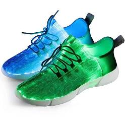 Fiber Optical Schuhe,LED Schuhe 7 Farben 4 Mods USB Wiederaufladbare Leuchten Schuhe Super Lightweight LED Sneaker für Männer und Frauen, Led Sneaker, 40 EU von Shinmax