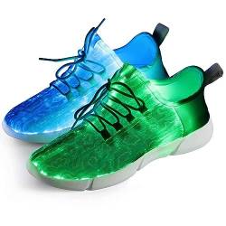 Fiber Optical Schuhe,LED Schuhe 7 Farben 4 Mods USB Wiederaufladbare Leuchten Schuhe Super Lightweight LED Sneaker für Männer und Frauen, Led Sneaker, 44 EU von Shinmax