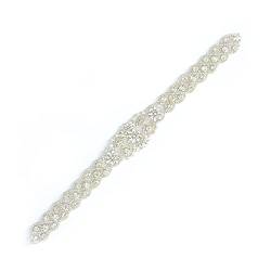 ShinyBeauty Strass Applique Gürtel Silber-306 Hochzeit Schärpe Gürtel Kristall Strass Trim Gürtel für Frauen Diamante Hochzeitsgürtel von ShinyBeauty