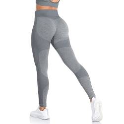 ShinyStar Damen Sport Leggings mit Hohe Taille Blickdicht Fitnesshose Weiche Dehnbare Yogahose mit Bauchkontrolle Grau M von ShinyStar