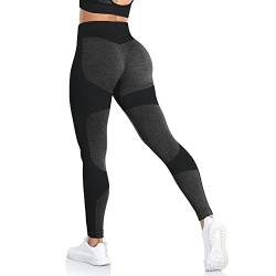 ShinyStar Damen Sport Leggings mit Hohe Taille Blickdicht Fitnesshose Weiche Dehnbare Yogahose mit Bauchkontrolle Schwarz M von ShinyStar