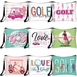 Shinylin 18 Stück Golf-Geschenk-Kosmetiktaschen, Golf-Make-up-Tasche, Golftasche, Reißverschluss, Kosmetik-Toilettenartikel, Organizer für Frauen, Damen, Mädchen, Golfliebhaber, Spieler, Reisen, 9 von Shinylin