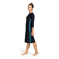 Woman Modest Tznius 3/4-Ärmel Badekleid, Strandabdeckung UPF 50+ Sonnenschutz, 14. Reef in Schwarz/Aqua, Large von Shira Modest Swimwear