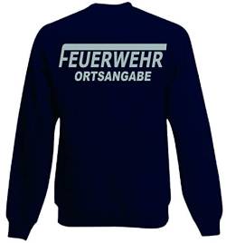 Feuerwehr Sweat-Shirt Navy mit Aufdruck in Neongelb oder reflexsilber (M, reflexsilber) von Shirt-idee.com