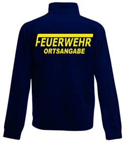 Feuerwehr Sweat-Jacke, Navy Blue, Bedruckt mit Neongelb oder reflexsilber (M, Neongelb) von Shirt-ideen.com