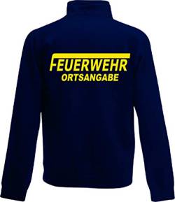 Shirt-ideen.com Feuerwehr Zip Neck Sweat, Navy Bedruckt mit Neongelb oder reflexsilber (XL, Neongelb) von Shirt-ideen.com