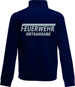 Shirt-ideen.com Feuerwehr Zip Neck Sweat, Navy Bedruckt mit Neongelb oder reflexsilber (medium, reflexsilber) von Shirt-ideen.com