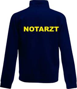 Shirt-ideen.com NOTÄRZTIN/Notarzt Zip Neck Sweat Navy (dunkelblau) mit Brust und Rückenaufdruck in Neongelb (Notarzt, L) von Shirt-ideen.com