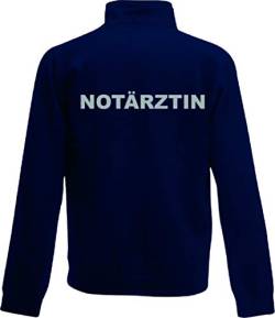 Shirt-ideen.com NOTÄRZTIN/Notarzt Zip Neck Sweat Navy (dunkelblau) mit Brust und Rückenaufdruck in reflexsilber (Notärztin, M) von Shirt-ideen.com