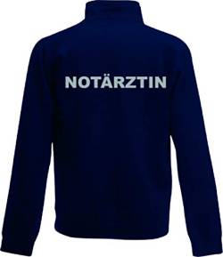 Shirt-ideen.com NOTÄRZTIN/Notarzt Zip Neck Sweat Navy (dunkelblau) mit Brust und Rückenaufdruck in reflexsilber (Notärztin, S) von Shirt-ideen.com