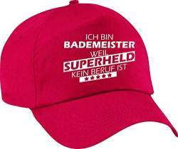 ShirtInStyle Basecap, Ich Bin Bademeister Weil Superheld kein Beruf ist, Beruf Ausbildung Abschluss, Mütze Kappe Hut Cap, Farbe Rot von ShirtInStyle