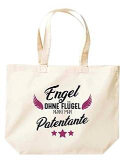 ShirtInStyle Beutel Tasche, Engel ohne Flügel nennt man Patentante, Familie Verwandschaft, Liebe, Freude, Dankbarkeit, Jute, Shopper, Beutel, Tasche, Farbe Natur von ShirtInStyle