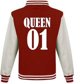 ShirtInStyle College Jacke, Jacket Retro Style, mit Wunschnamen und Wunschnummer, Baseball Look, Partner, Familie, Freunde, Farbe, FIREREDWHITE, Größe M von ShirtInStyle