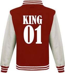 ShirtInStyle College Jacke, Jacket Retro Style, mit Wunschnamen und Wunschnummer, Partnerlook, Familienlook, Partner, Familie, Freunde, Farbe, FIREREDWHITE, Größe M von ShirtInStyle