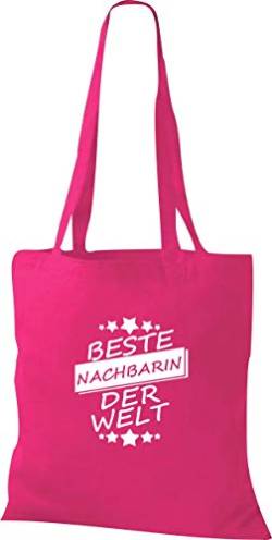 ShirtInStyle Stoffbeutel, Beste Nachbarin Der Welt, Tasche, Shopper, Jute, Spruch, Familie, Freunde, Dankeschön, Beutel, Pink von ShirtInStyle