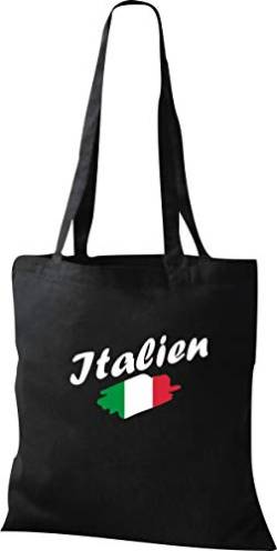 ShirtInStyle Stoffbeutel Baumwolltasche Italien Flagge, Land, Länder, Schwarz von ShirtInStyle