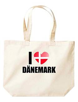 ShirtInStyle grosse Einkaufstasche I love Dänemark, Land, Länder, Natur von ShirtInStyle