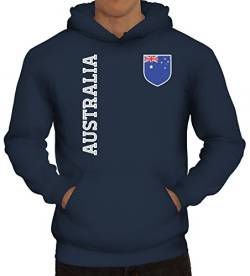 Australien Fußball WM Fanshirt Gruppen Herren Hoodie Männer Kapuzenpullover Fan Trikot Australia, Größe: XXL,Navy von ShirtStreet