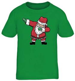 Dab Floss Emote Gamer Weihnachts Kinder T-Shirt Rundhals Mädchen Jungen Dabbing Santa Claus, Größe: 134/146,Kelly Green von ShirtStreet