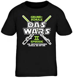 Einschulung 5. Klasse Kinder T-Shirt Laserschwert Grundschule Das Wars - Episode II, Größe: 152/164,schwarz von ShirtStreet