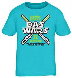 Einschulung 5. Klasse Kinder T-Shirt Laserschwert Grundschule Das Wars - Episode II, Größe: 152/164,türkis von ShirtStreet