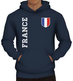 Frankreich Fußball WM Fanshirt Gruppen Herren Hoodie Männer Kapuzenpullover Fan Trikot France, Größe: L,Navy von ShirtStreet