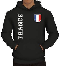 Frankreich Fußball WM Fanshirt Gruppen Herren Hoodie Männer Kapuzenpullover Fan Trikot France, Größe: XXL,Schwarz von ShirtStreet