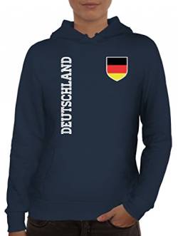Germany Fußball WM Fanshirt Gruppen Damen Hoodie Frauen Kapuzenpullover Fan Trikot Deutschland, Größe: S,Navy von ShirtStreet