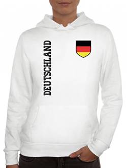 Germany Fußball WM Fanshirt Gruppen Damen Hoodie Frauen Kapuzenpullover Fan Trikot Deutschland, Größe: XL,Weiß von ShirtStreet