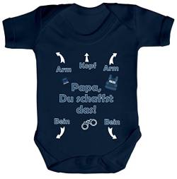 Geschenk zum Vatertag Polizist Strampler Bio Baumwoll Baby Body kurzarm Jungen Mädchen Polizei - Papa Du schaffst das, Größe: 6-12 Monate,Nautical Navy von ShirtStreet