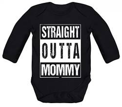 Geschenkidee Gangster Hip Hop Strampler Bio Baumwoll Baby Body langarm Straight Outta Mommy, Größe: 3-6 Monate,Black von ShirtStreet