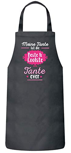 Geschenkidee Nichte Neffe Frauen Herren Barbecue Baumwoll Grillschürze Kochschürze Beste und Coolste Tante ever, Größe: onesize,Dark Grey von ShirtStreet