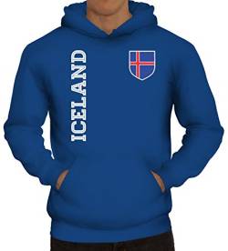 Island Fußball WM Fanshirt Gruppen Herren Hoodie Männer Kapuzenpullover Fan Trikot Iceland, Größe: L,Royal Blau von ShirtStreet