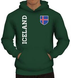 Island Fußball WM Fanshirt Gruppen Herren Hoodie Männer Kapuzenpullover Fan Trikot Iceland, Größe: M,dunkelgrün von ShirtStreet