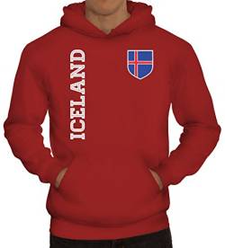 Island Fußball WM Fanshirt Gruppen Herren Hoodie Männer Kapuzenpullover Fan Trikot Iceland, Größe: S,Rot von ShirtStreet