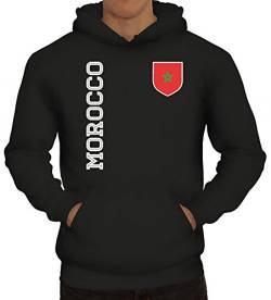 Marokko Fußball WM Fanshirt Gruppen Herren Hoodie Männer Kapuzenpullover Fan Trikot Morocco, Größe: 3XL,Schwarz von ShirtStreet