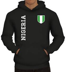 Nigerien Fußball WM Fanshirt Gruppen Herren Hoodie Männer Kapuzenpullover Fan Trikot Nigeria, Größe: L,Schwarz von ShirtStreet