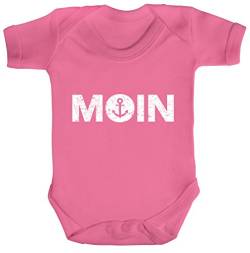 Norddeutsch Hanseat Strampler Bio Baumwoll Baby Body kurzarm Jungen Mädchen Moin Anker, Größe: 3-6 Monate,Bubble Gum Pink von ShirtStreet