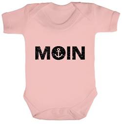 Norddeutsch Hanseat Strampler Bio Baumwoll Baby Body kurzarm Jungen Mädchen Moin Anker, Größe: 3-6 Monate,Powder Pink von ShirtStreet