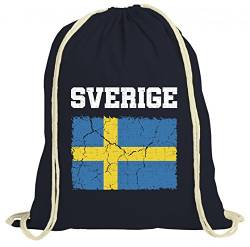 Schweden Sweden Fußball WM Fanfest Gruppen natur Turnbeutel Rucksack Gymsac Wappen Sverige, Größe: onesize,dunkelblau natur von ShirtStreet