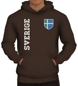 Schweden Sweden Fußball WM Fanshirt Gruppen Herren Hoodie Männer Kapuzenpullover Fan Trikot Sverige, Größe: XXL,braun von ShirtStreet