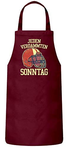 ShirtStreet American Football Gruppen Fan Frauen Herren Barbecue Baumwoll Grillschürze Kochschürze Jeden verdammten Sonntag 2, Größe: onesize,Burgund von ShirtStreet