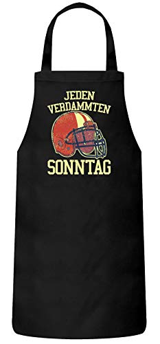 ShirtStreet American Football Gruppen Fan Frauen Herren Barbecue Baumwoll Grillschürze Kochschürze Jeden verdammten Sonntag 2, Größe: onesize,Schwarz von ShirtStreet