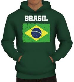 ShirtStreet Brazil Brasilien Fußball WM Fanfest Gruppen Fan Herren Hoodie Männer Kapuzenpullover Wappen Brasil, Größe: 3XL,dunkelgrün von ShirtStreet