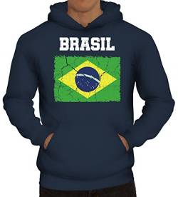 ShirtStreet Brazil Brasilien Fußball WM Fanfest Gruppen Fan Herren Hoodie Männer Kapuzenpullover Wappen Brasil, Größe: XL,Navy von ShirtStreet