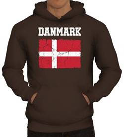ShirtStreet Dänemark Denmark Fußball WM Fanfest Gruppen Herren Hoodie Männer Kapuzenpullover Wappen Danmark, Größe: XL,braun von ShirtStreet