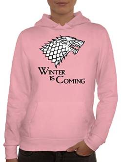 ShirtStreet Damen Hoodie Frauen Kapuzenpullover Wolf - Winter is Coming, Größe: L,rosa von ShirtStreet