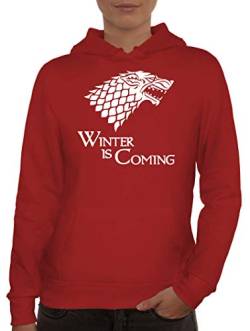 ShirtStreet Damen Hoodie Frauen Kapuzenpullover Wolf - Winter is Coming, Größe: XL,Rot von ShirtStreet
