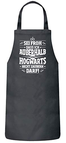 ShirtStreet Fanartikel Fan Kult Film Frauen Herren Barbecue Baumwoll Grillschürze Kochschürze Außerhalb von Hogwarts, Größe: OneSize,Dark Grey von ShirtStreet